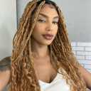 Blonde Goddess Box Braids Crochet Hair 7 Packs 18 Inch Boho Crochet Braids for Women Pre-looped Bohemian Crochet Box Braids with Curly Ends Braiding Hair Extensions, 27