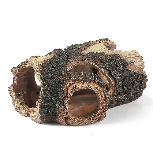 IBWell Aquarium Wood Fish Tank Decorations，Resin Fake Logs Terrarium DÉCor, Reptile Hide Aquarium Hideout for Fish Cave, Small Turtles, to 20 Gallon Tank