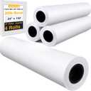 VOISEN Wide Format Paper,4 Rolls Plotter Paper 24 In x 150 Ft, CAD Bond Rolls,20lb,Bond Paper on 2" Core for CAD Printing on Wide Format Ink Jet Printers