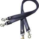 Wento Leather Purses Straps, Lobster Hook, Black, 24'' Length, 0.78'' Width, Real Leather Sewing Canvas Backing, Replacement Purse Straps