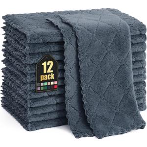 Homaxy 12 Pack Kitchen Dish Cloths (10 x 10 Inches, Dark Grey), Super Soft and Absorbent Coral Velvet Dish Towels, Nonstick Oil Fast Drying Microfiber Cleaning Cloth, No Lint Household Dishcloths Homaxy 12 Pack Kitchen Dish Cloths (10 x 10 Inches, Dark Grey), Super Soft and Absorbent Coral Velvet Dish Towels, Nonstick Oil Fast Drying Microfiber Cleaning Cloth, No Lint Household Dishcloths