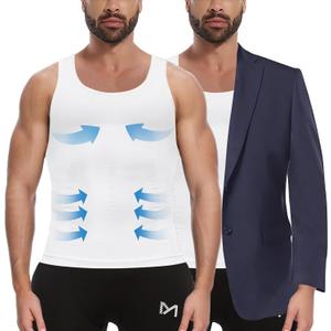 MEETYOO Mens Compression Shirt Slimming Undershirt for Men Shapewear Gynecomastia Compression Shirt Men Body Shaper (M)