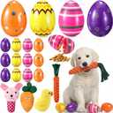 20 Pcs Easter Dog Toys Set Included 16 Sniff Training Eggs for Easter Egg Hunt 3 Plush Squeaky Toys and Soft Carrot Chew for Puppy Small Medium Large Dog Interactive Enrichment