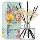 COCODOR Flower Reed Diffuser Set / 6.7oz / White Jasmine/Scent Diffuser with Sticks Home Fragrance Reed Diffuser for Bathroom Shelf Decor