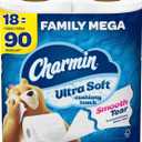 Charmin Toilet Paper Ultra Soft Cushiony Touch, 18 Family Mega Rolls = 90 Regular Rolls (288 Count (Pack of 18))