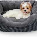 INVENHO Dog Beds for Small Medium Dogs Washable, Calming Orthopedic Warming Soft Calming Sleeping Durable Pet Bed with Anti-Slip Bottom (S PLUS (25"x21"x8"), Dark Grey)