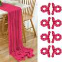 8 Pack Hot Pink 10 Ft Cheesecloth Table Runner 35x120 Inch Boho Wrinkled Sheer Romantic Gauze Decor for Wedding, Bridal Shower, Birthday Party