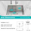 23 inch Undermount Kitchen Sink, 23x16 Inch Single Bowl Kitchen Sinks Undermount, 18 Gauge Stainless Steel 9 Inch Deep Sink Handmade Kitchen Sink, Brushed Nickel, D23"xW16"xH9"