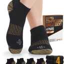 Doctor's Select Copper Ankle Compression Socks for Women and Men - 4 Pairs | Athletic Running Plantar Fasciitis Socks (Large)