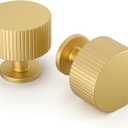 homdiy 20 Pack Gold Cabinet Knobs Solid Brushed Brass Cabinet and Drawer Knobs Kitchen Dresser Knobs for Desk Drawers Cupboard Hardware (1 Hole)