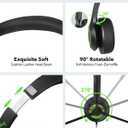 JIAMQISHI USB Headset with Mic for PC, On-Ear Computer Laptop Headphones with Noise Cancelling Microphone in-line Control for Home Office Online Class Skype Zoom (USB+3.5mm, Green)