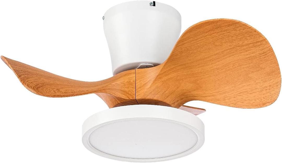 ocioc Quiet Ceiling Fan with LED Light 22 inch Large Air Volume Remote Control for Kitchen Bedroom Dining Room Patio (Oak)