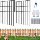 Animal Barrier Fence Stakes, 25 Pack 17in (H) x 27ft (L) No Dig Garden Decorative Rustproof Metal Defense, Dog Rabbits Blocker Fence for Outdoor Yard with Cable Ties and Cutting Plier
