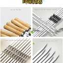 Large Size Kabob Skewers Flat Metal BBQ 22" Barbecue Skewer Wooden Handle Stainless Steel Shish Kabob Stick Wide Reusable Grilling Set Meat Shrimp Chicken Vegetable Kebab Fork Sausage-12PCS