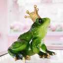 Frog Crown Prince Prime Bedroom Ornament Collectible Cute Figurine Statue Home Office Desk Bookcases Decorations Gifts for Women Sister Lover Room Decor Cake Topper