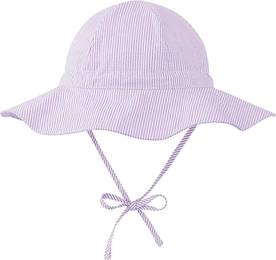 Zando UPF 50+ Baby Sun Hat for Baby Girl Boy 0-4T - Wide Brim Toddler Bucket Hat Adjustable Strap Infant Hats for Outdoor