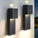 Modern LED Outdoor Wall Sconce, Dusk to Dawn Outdoor Lighting, Black Porch Lights Outside Wall Mount Lights for House Porch Garage, 15 Inch 3000K 2 Packs