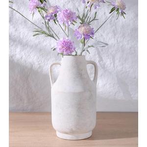 White Ceramic Flower Vase with Handles, 11 in Tall Rustic Farmhouse Pottery Vases Decorative Large Vases for Living Room Entryway Kitchen Table Centerpieces Home Decor
