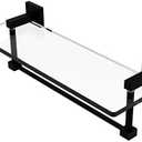 Allied Brass MT-1-16TB Montero Collection 16 Inch Vanity Integrated Towel Bar Glass Shelf, Matte Black