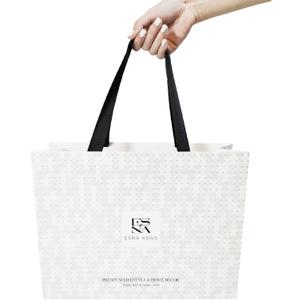 2 x ESNA HOME Premium Bags With Fabric Ribbon Handles - Designer Shopping Bags For Wedding Gifts - Size 14.5 * 11 inch