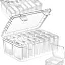 Mathtoxyz Small Bead Organizers, 30 Pieces Plastic Storage Cases Mini Clear Bead Storage Containers Transparent Boxes with Hinged Lid and Rectangle Clear Craft Supply Case