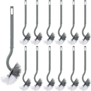 12 Pcs Toilet Brush Bulk Small Toilet Bowl Without Holder Bulk Handle Curved Brush Hanging Under Rim Household Cleaning for Bathroom Cleaning(Gray)