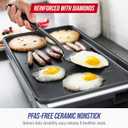 Blue Diamond 20 x 10.5 Extra Large Electric Griddle, Healthy Ceramic Nonstick Surface, Non-Toxic PFAS-Free, Temperature Control, Family Friendly, Removable Drip Tray, Easy Clean, Graphite