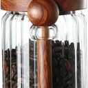 Coffee Canister, Coffee Container with Wooden Spoon and Lid, Ribbed Design, Airtight Storage Jar for Coffee Beans/Coffee Grounds/Sugar/Salt/Loose Leaf Tea, 20 Oz