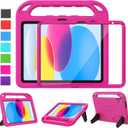 LTROP Kids Case for New iPad 11th Generation (A16) 11 Inch 2025/ 10th Generation 10.9 Inch 2022 - Built-in Screen Protector, Shockproof Handle Stand iPad 11th/10th Gen Case for Kids, Rose