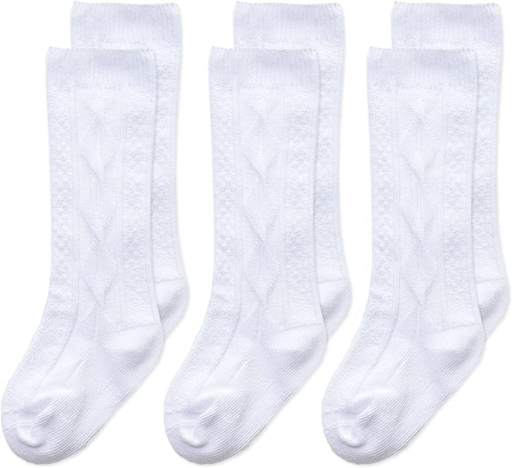 Mini angel Baby Knee High Socks Cable Knit Long Stockings Seamless Cotton Socks-Newborn Infant Toddler Boys Girls 3/5 Pairs (6-12 Months)