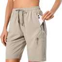 Hugut Women's Lightweight Hiking Cargo Shorts Quick Dry Athletic Shorts Camping Travel Golf Zipper Pockets Water Resistant 9Inch Small