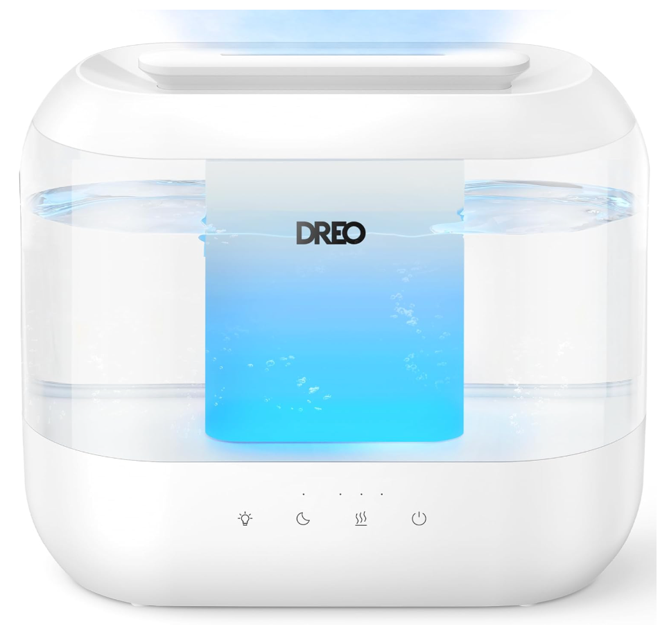 Dreo Humidifiers for Bedroom, 4L Top Fill for Large Room, 36H Runtime, 28 dB Quiet Supersized Cool Mist Air Humidifier for Baby Nursery, Plants, Indoor, Night Light, Easy to Clean & Fill, White