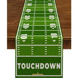 4 x Nepnuser American Football Court Table Runner Touch Down Football Birthday Party Decoration Boy Sport Farmhouse Home Dining Room Kitchen Table Decor (13" x 90")