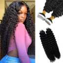 Black Tape in Hair Extensions for Black Women,100% Real Hair Extension Curly Wave Tape ins Seamless Skin Weft Natural Black Hair Extensions 50grams 20pcs 18"