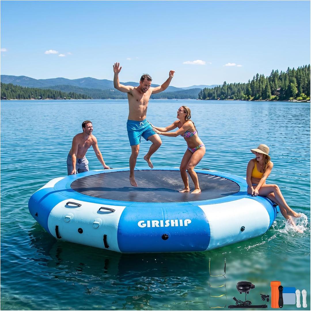 10FT Heavy-Duty Inflatable Water Trampoline for Lake Pool