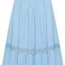 Belle Poque Women's Midi Skirt Boho Flowy Spring Summer Elastic Waist Aline Ruffle Lace Tiered Skirt with Pockets 2025, 2XL