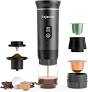 Portable Coffee Maker Espresso Machine Small Electric Battery Operated Coffee Cup Mini Espresso Machines SelfHeating Car Travel Espresso Pod Maker, 3IN1 Ground Coffee & NS Capsule Hiking Camping