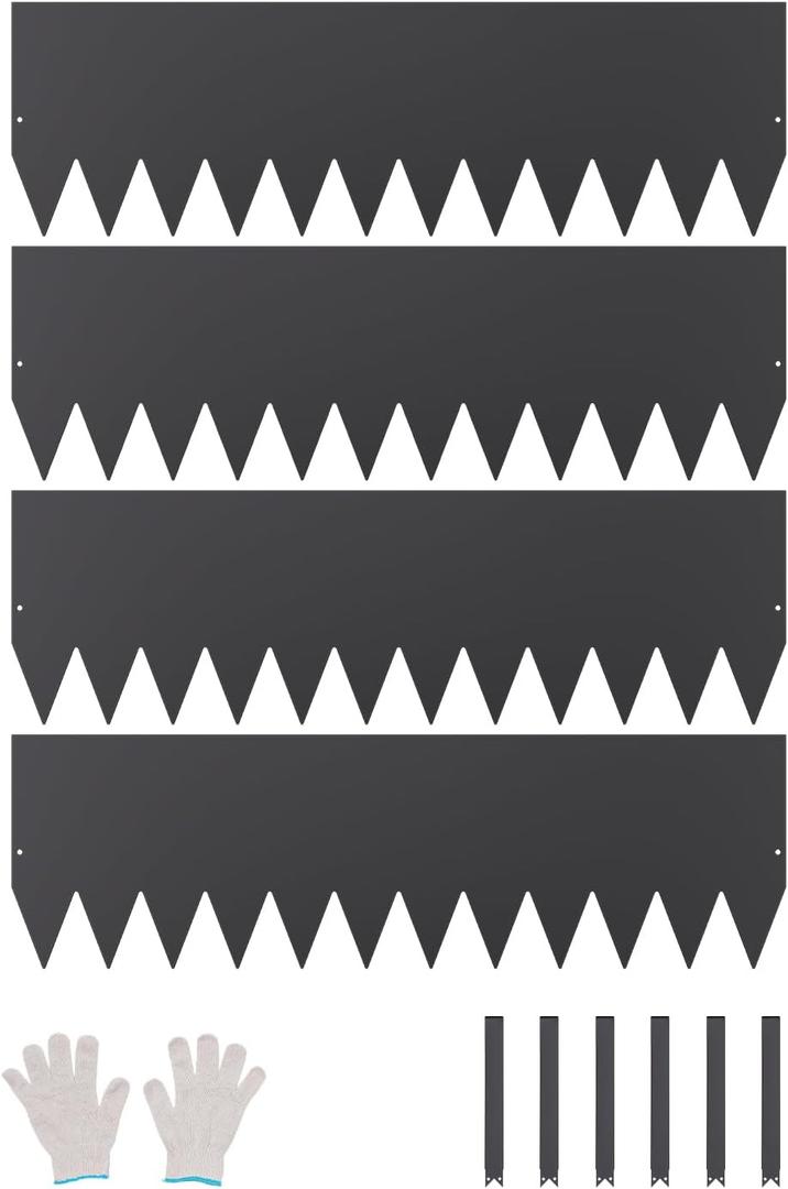 VEVOR Steel Landscape Edging, 4 Packs 40 x 12 in Rust-Resistant Metal Landscape Edging, Bendable Garden Edging Border, Heavy Duty Lawn Edging, Easy-to-Install, Flower Bed Yard Pathway Divider Black