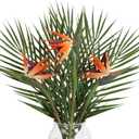 Bird of Paradise Artificial Plant Combo Palm Leaves,Faux Bird of Paradise Plant with Artificial Palm Leaves for Wedding Garden Office Home Indoor and Outdoor Decor(Orange)
