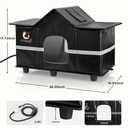 Large Outdoor Heated Cat House with Escape Door 28" x 16" x 17" Black