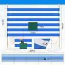 MABOZOO 20ft Beach Windscreen Set, Blue White Beach Fence Wind Blocker with 6 Hardwood Poles, Rubber Mallet and Carry Bag, Sunbathing Privacy Screen for Sand, Sun, Wind, 240 inches
