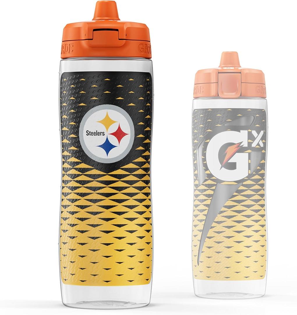 Gatorade Gx NFL Non-Slip Squeeze Bottles, 30 fl oz, Gx Hydration System (Pittsburgh Steelers)