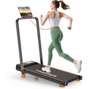 Treadmill Walking Pad with 12% Incline/Handle Bar/2 LED Display, 3.5HP Portable Treadmills for Home Small, Foldable Walking Pad Treadmill 350+lb Capacity, Smart App, 4 Adjustable Incline, RGB Light