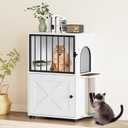 Dog Proof Cat Feeding Station, Dog Proof Cat Feeder, Cat Food Table, White, 13 inches x 25 inches x 33 inches