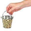 Fun Express Animal Print Safari Tin Pails (Set of 12) Party Supplies and Treat Favor Containers - VBS Vacation Bible School Supplies/Decor