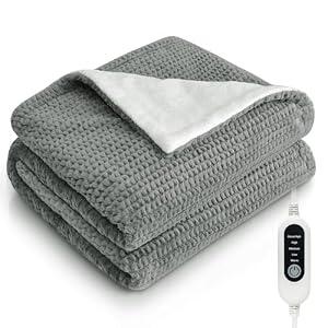 Heated Blanket Electric Throw Blanket with 5 Heat Settings, 10H Auto-Off, 50"x60" Soft Wave Fleece for Couch, Bed & Office, ETL Certified