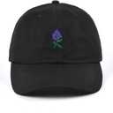 Rose Embroidered Dad Hat Women Men Cute Adjustable Cotton Floral Baseball Cap (Black)
