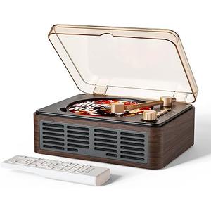 CARONSORT CD Player with Speakers Bluetooth Nostalgic Retro Portable CD Players for Home Wood Music Player FM Radio for HomeWired and Remote Control-Walnut Brown