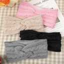 Chalier Warm Winter Headbands for Women Cable Crochet Turban Ear Warmer Headband with Plush (Beige/Light Grey/Pink/Black)