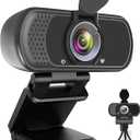 Webcam HD 1080p, Live Streaming HD Camera with Stereo Microphone, PC Desktop or Laptop USB Webcam with 110 Degree View Angle, for Switch 2, Video Calling, Recording, Conferencing, Streaming, Gaming (BLACK)